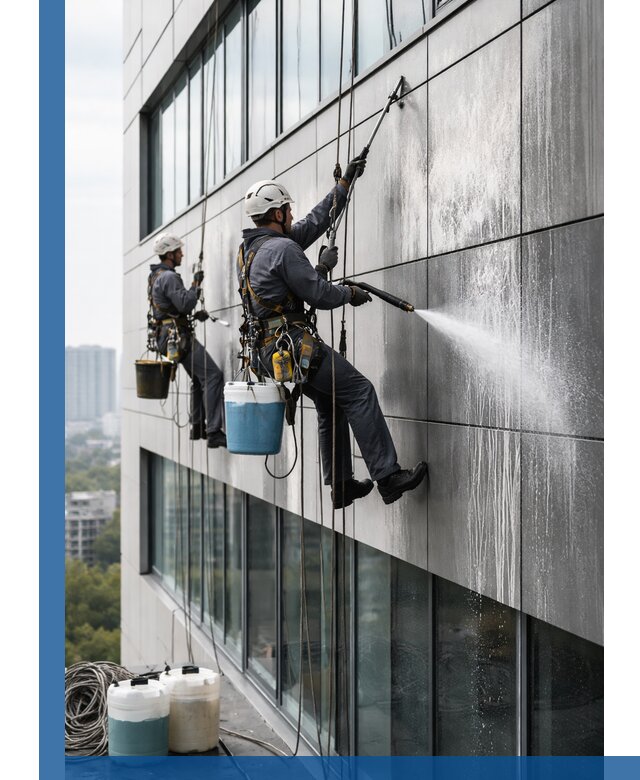 Профессиональная мойка вентилируемых фасадов в Нефтекамске