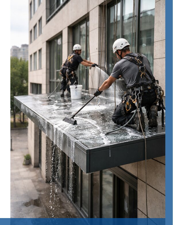 Мойка козырьков и навесов в Нефтекамске от 3594 р. | ВЫСОТНИК-Нтк