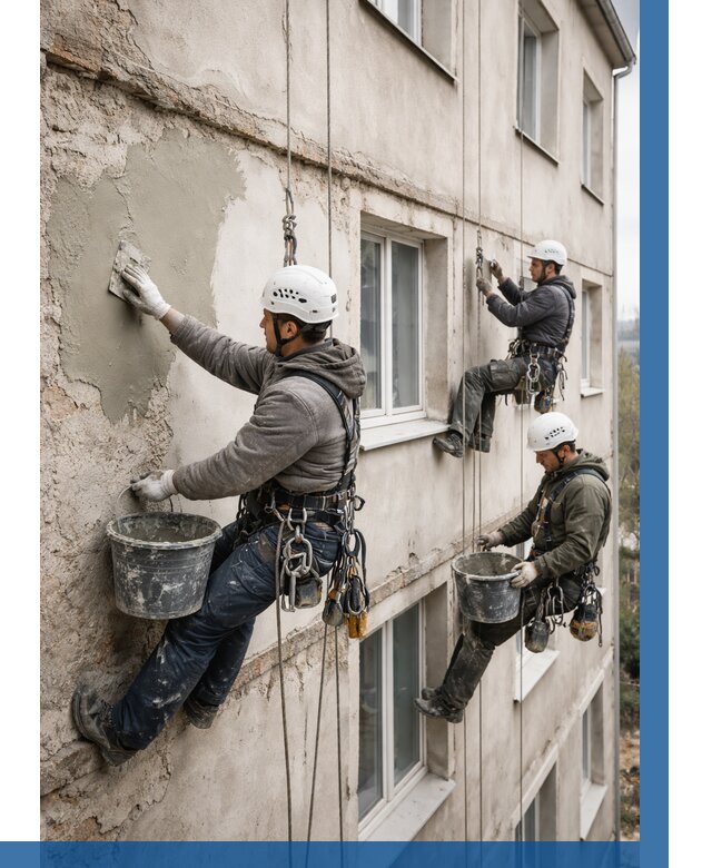 Ремонт штукатурного фасада в Нефтекамске от 770 р. под ключ | ВЫСОТНИК-Нтк