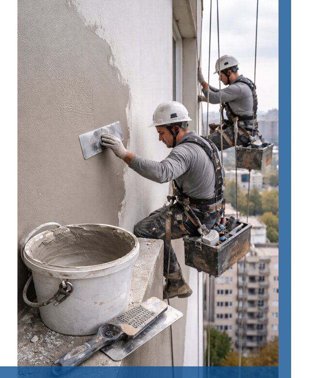 Шпаклевка фасада на высоте в Нефтекамске от 719 р. | ВЫСОТНИК-Нтк