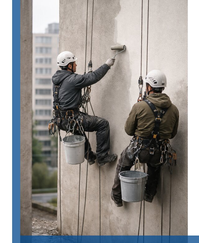 Покраска фасадов высотными альпинистами в Нефтекамске с гарантией