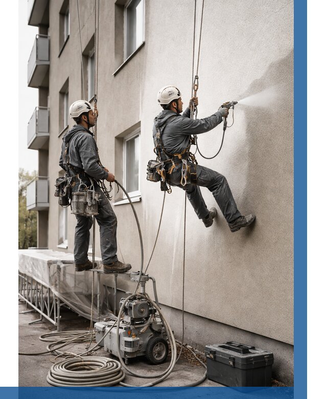 Безвоздушная покраска фасада в Нефтекамске от 226 р/м² | ВЫСОТНИК-Нтк