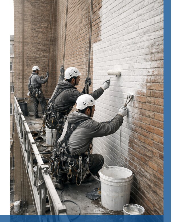 Покраска кирпичного фасада в Нефтекамске от 359 р. | ВЫСОТНИК-Нтк