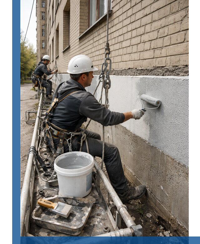 Окраска цоколя здания в Нефтекамске профессионально и надежно