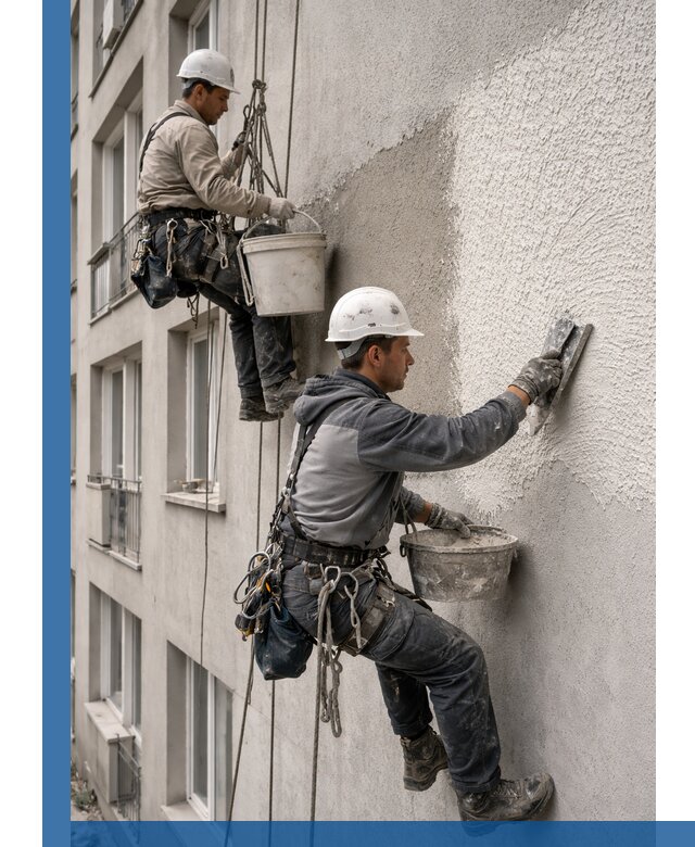 Нанесение декоративной штукатурки короед на фасад в Нефтекамске