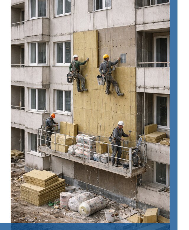 Утепление фасада минватой в Нефтекамске от 1540 р. | ВЫСОТНИК-Нтк