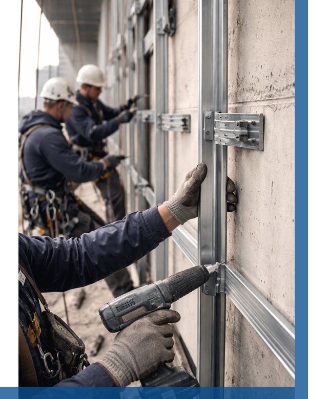 Монтаж подсистемы вентфасада в Нефтекамске от 873 р. | ВЫСОТНИК-Нтк