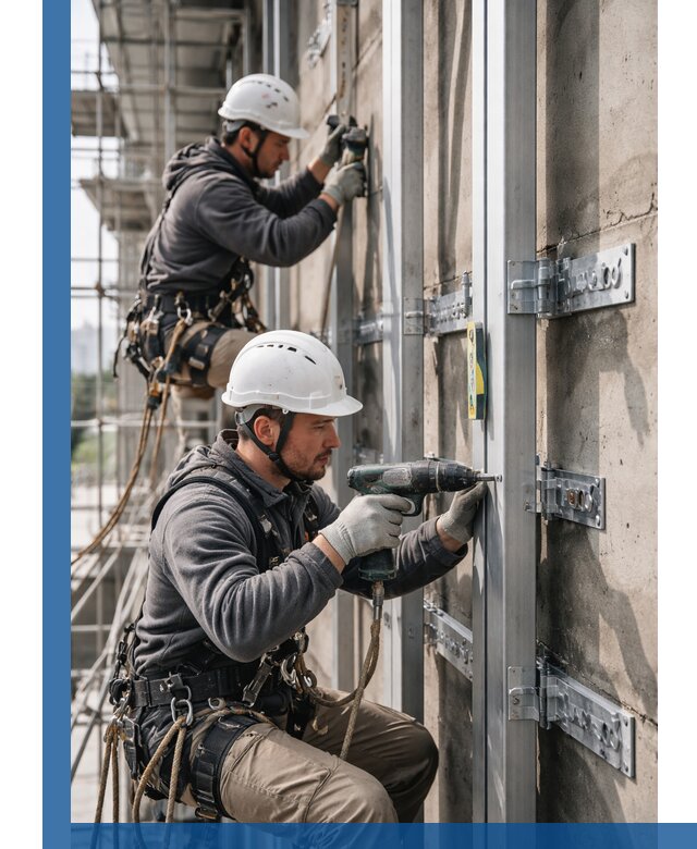 Монтаж и крепление подсистемы вентфасада в Нефтекамске