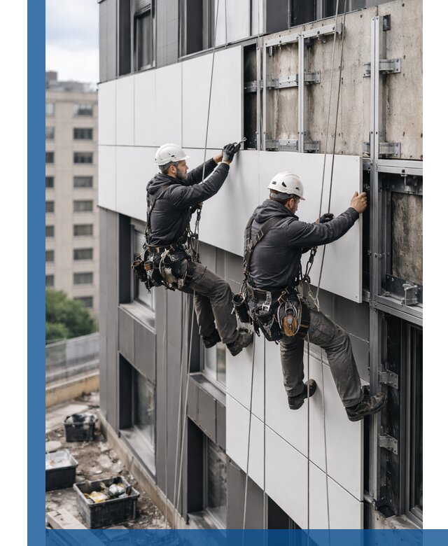 Монтаж композитных панелей фасада в Нефтекамске под ключ