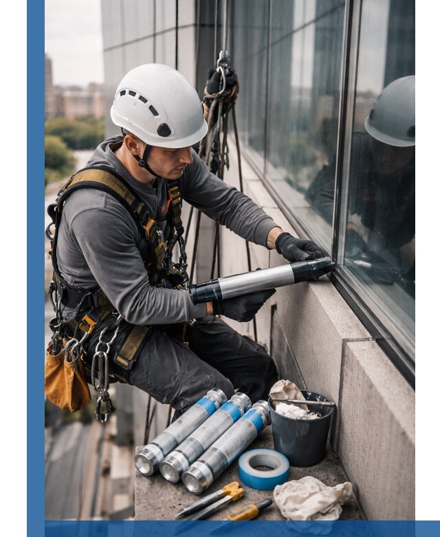 Герметизация стыков витража в Нефтекамске для герметичных фасадов