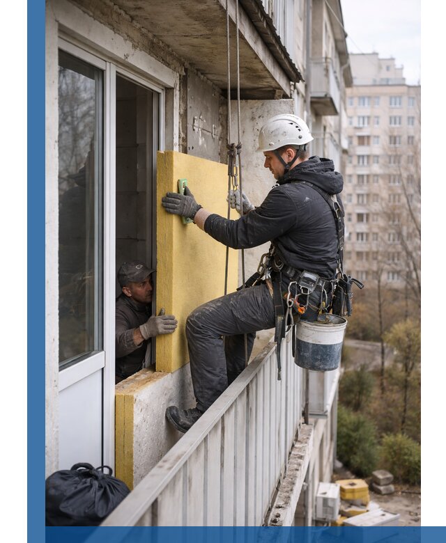 Профессиональное утепление балкона снаружи в Нефтекамске под ключ