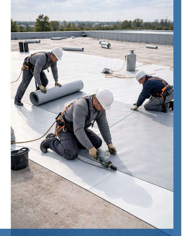 Монтаж мембранной кровли под ключ в Нефтекамске от 1232 р. | ВЫСОТНИК-Нтк