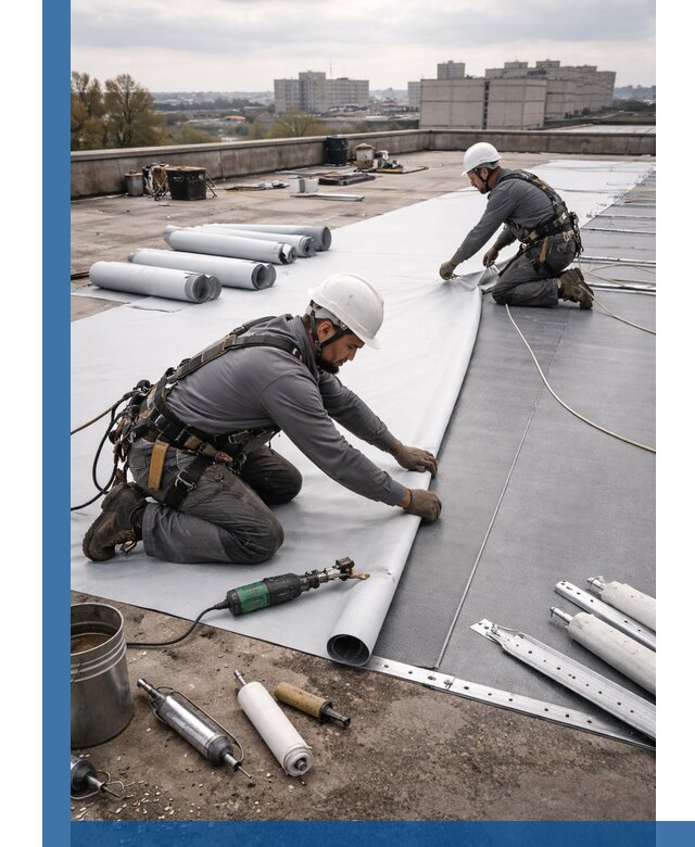 Монтаж мембранной кровли в Нефтекамске для промышленных зданий