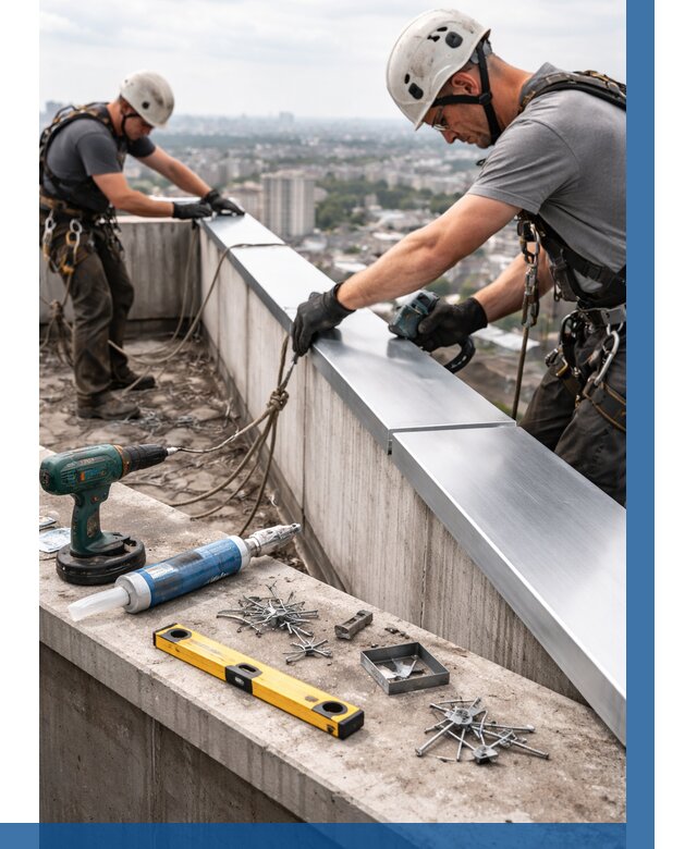 Монтаж парапетных крышек в Нефтекамске от 821 р. | ВЫСОТНИК-Нтк