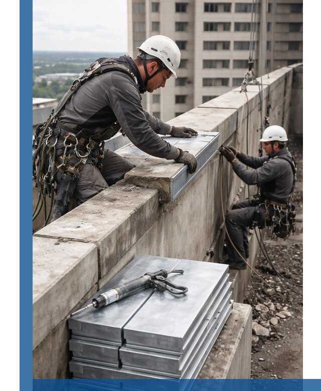 Замена парапетных крышек и установка новых в Нефтекамске