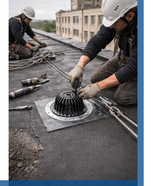 Установка водосточных воронок в Нефтекамске цена от 3594 р. | ВЫСОТНИК-Нтк