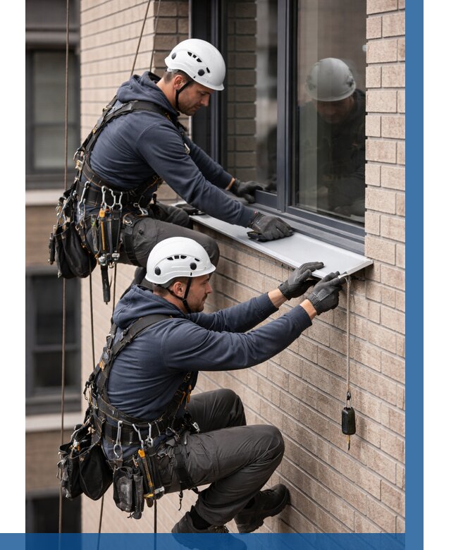 Монтаж оконных отливов под ключ в Нефтекамске от 3594 р. | ВЫСОТНИК-Нтк