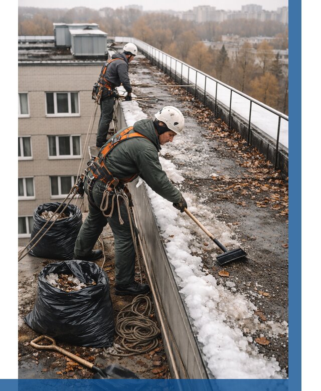 Очистка кровли по периметру в Нефтекамске от 565 р. | ВЫСОТНИК-Нтк