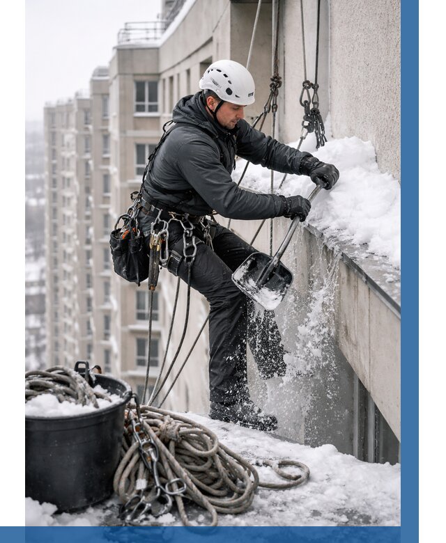 Очистка карнизов от снега в Нефтекамске от 308 р. | ВЫСОТНИК-Нтк