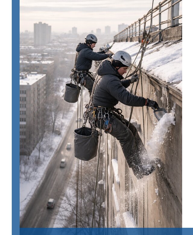 Очистка карнизов от снега в Нефтекамске профессионально и безопасно