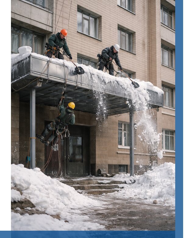 Очистка козырьков от снега в Нефтекамске от 3594 р. | ВЫСОТНИК-Нтк