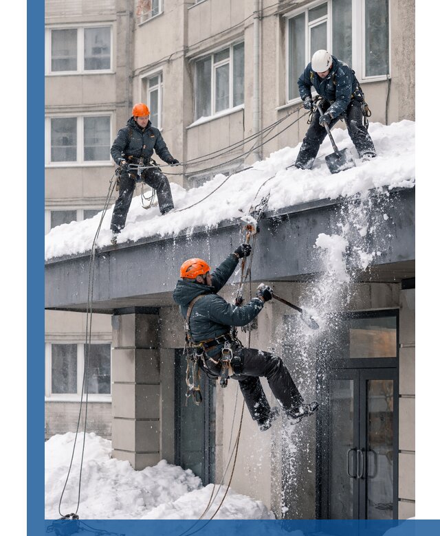 Безопасная очистка навесов от снега в Нефтекамске круглогодично