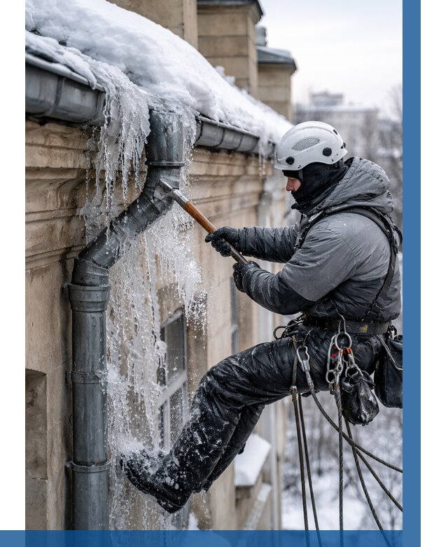 Очистка водостоков от льда в Нефтекамске от 3594 р. | ВЫСОТНИК-Нтк