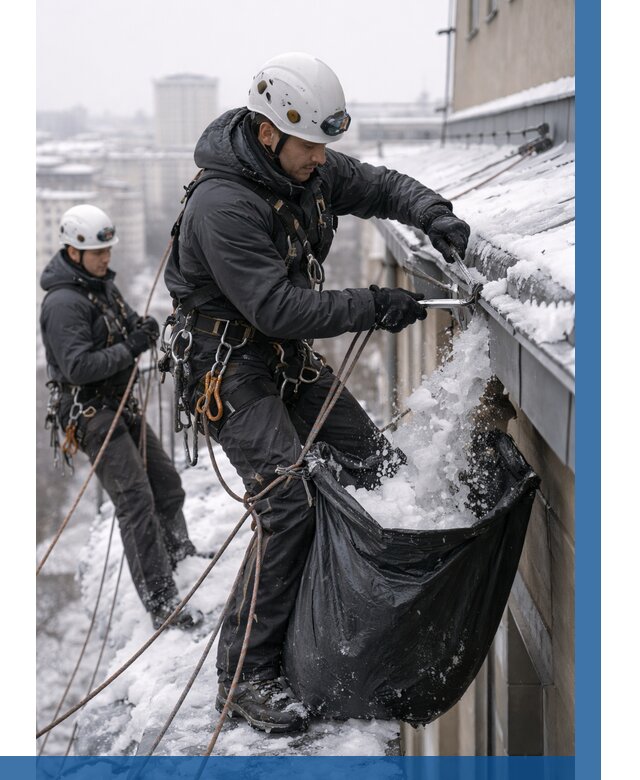 Аварийная очистка крыши в Нефтекамске под ключ от 308 р. | ВЫСОТНИК-Нтк