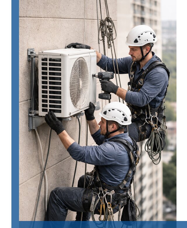 Монтаж внешнего блока кондиционера в Нефтекамске установка и крепление