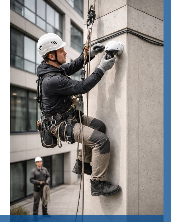 Монтаж камер видеонаблюдения на фасаде в Нефтекамске от 8728 р.-ВЫСОТНИК-Нтк