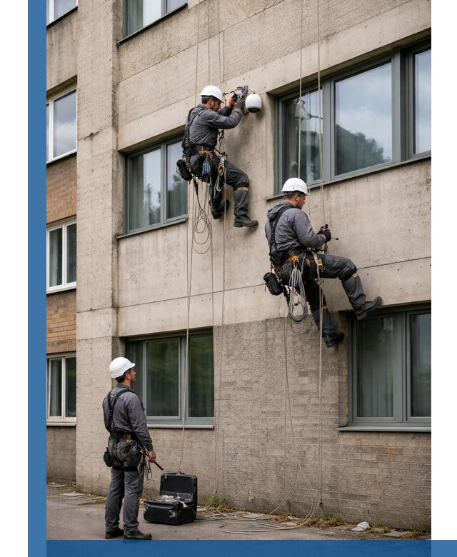 Монтаж фасадных камер видеонаблюдения в Нефтекамске под ключ