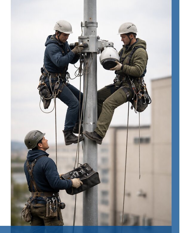 Установка видеокамер на мачте в Нефтекамске от 8728 р. | ВЫСОТНИК-Нтк