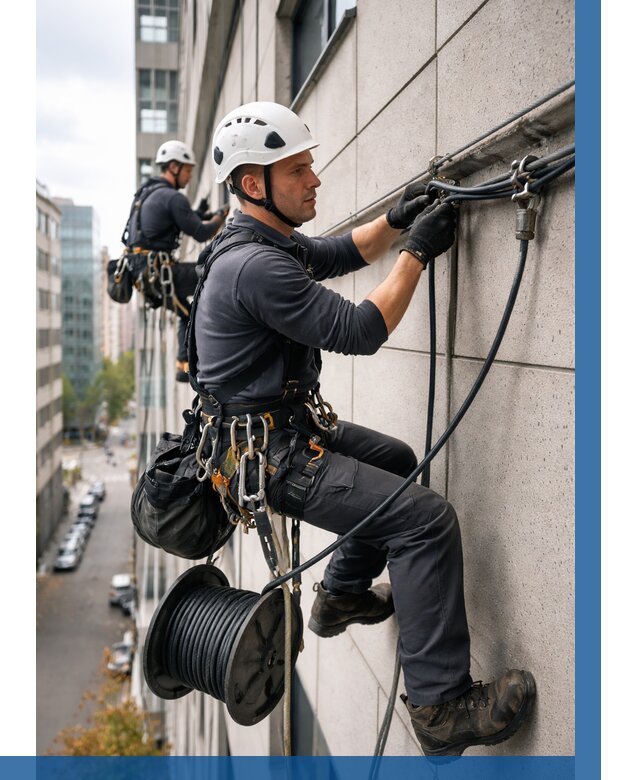 Прокладка кабеля по фасаду в Нефтекамске от 359 р. | ВЫСОТНИК-Нтк