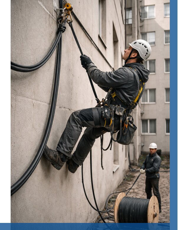 Протяжка кабеля питания на высоте в Нефтекамске от 462 р. | ВЫСОТНИК-Нтк