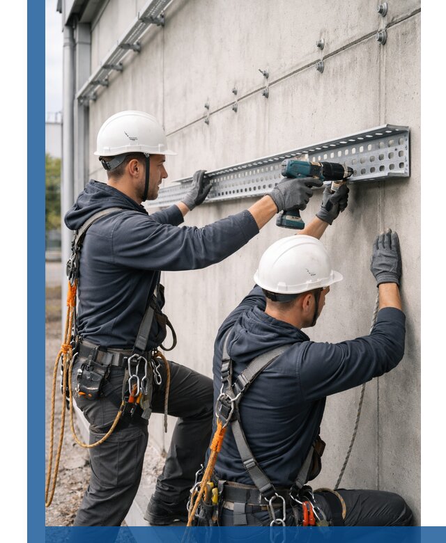 Монтаж кабельных лотков на фасаде зданий в Нефтекамске с гарантией