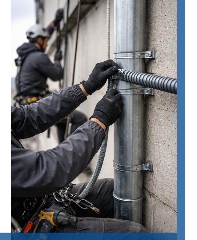 Монтаж гофры для кабеля в Нефтекамске от 308 р. | ВЫСОТНИК-Нтк