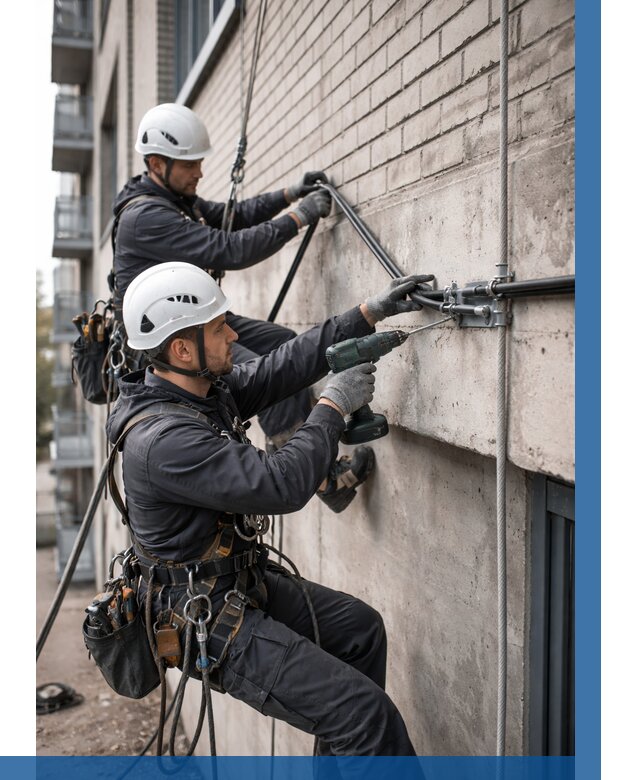 Крепление кабеля на фасаде в Нефтекамске от 359 р. | ВЫСОТНИК-Нтк