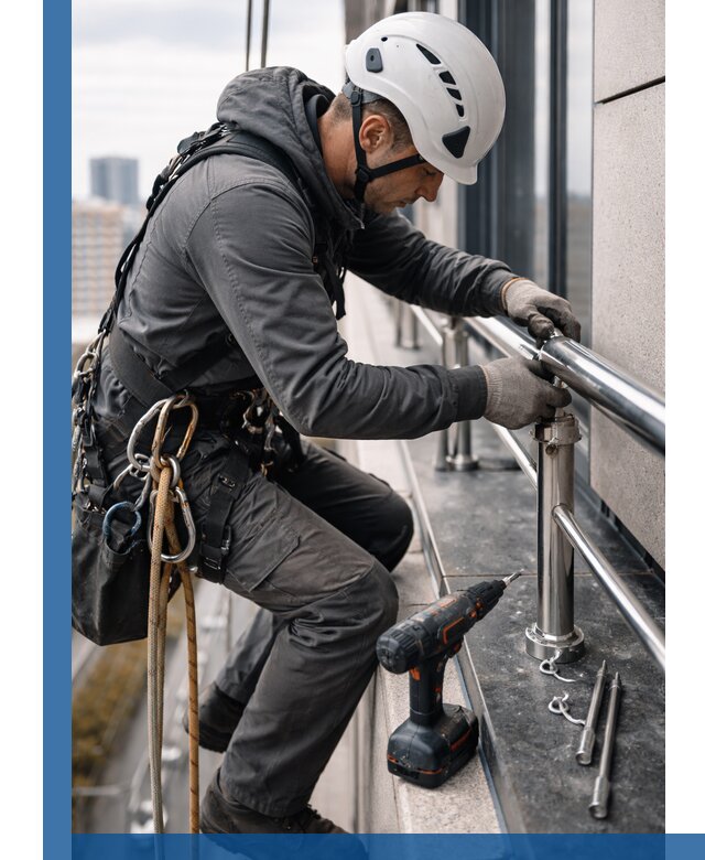 Монтаж ограждений на высоте в Нефтекамске для зданий и конструкций