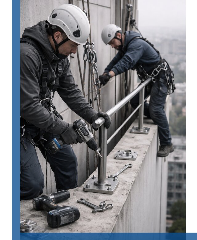 Монтаж перил на высоте в Нефтекамске для жилых и промобъектов