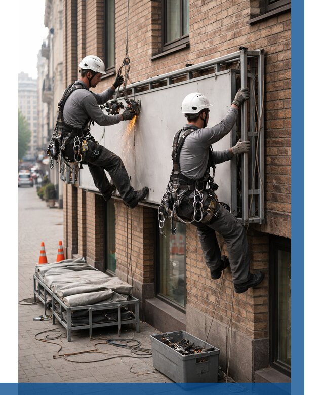 Демонтаж рекламной вывески в Нефтекамске от 6674 р. | ВЫСОТНИК-Нтк