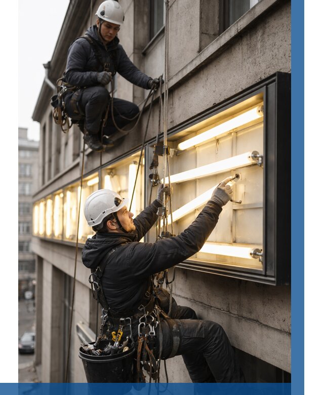 Замена ламп в вывеске в Нефтекамске под ключ от 3594 р. | ВЫСОТНИК-Нтк