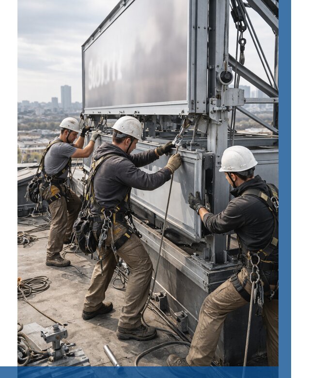 Монтаж крышной рекламной конструкции в Нефтекамске от 61608 р.|ВЫСОТНИК-Нтк