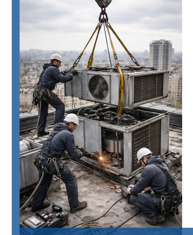 Демонтаж крышной установки в Нефтекамске любой сложности