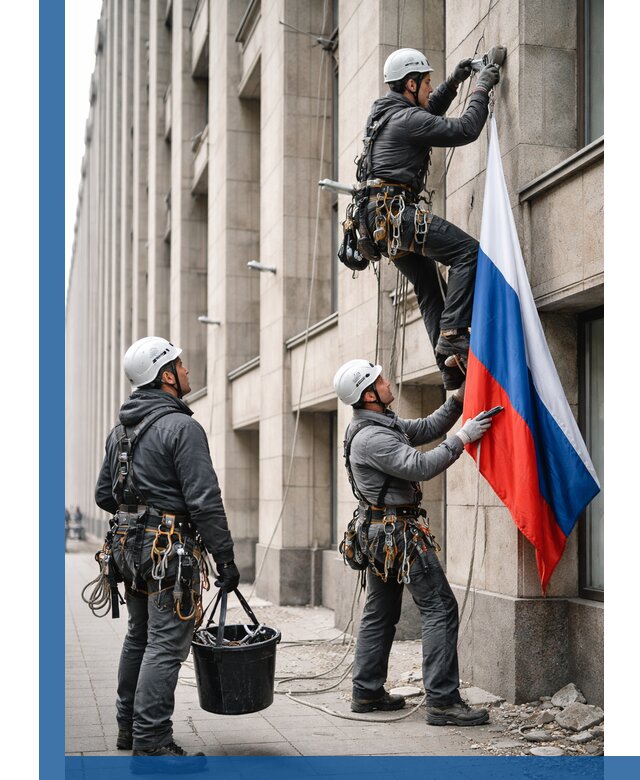 Профессиональная установка флагов на фасаде в Нефтекамске