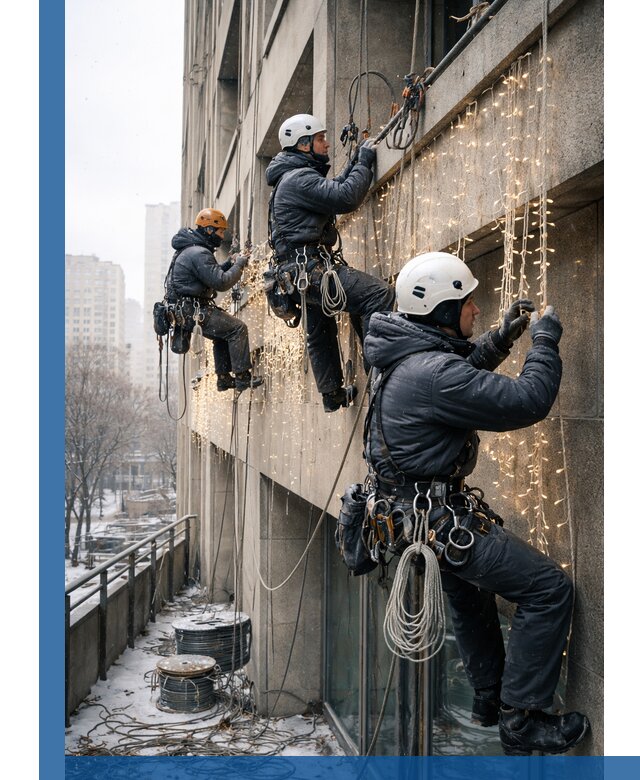 Монтаж новогодней иллюминации и украшение фасадов в Нефтекамске