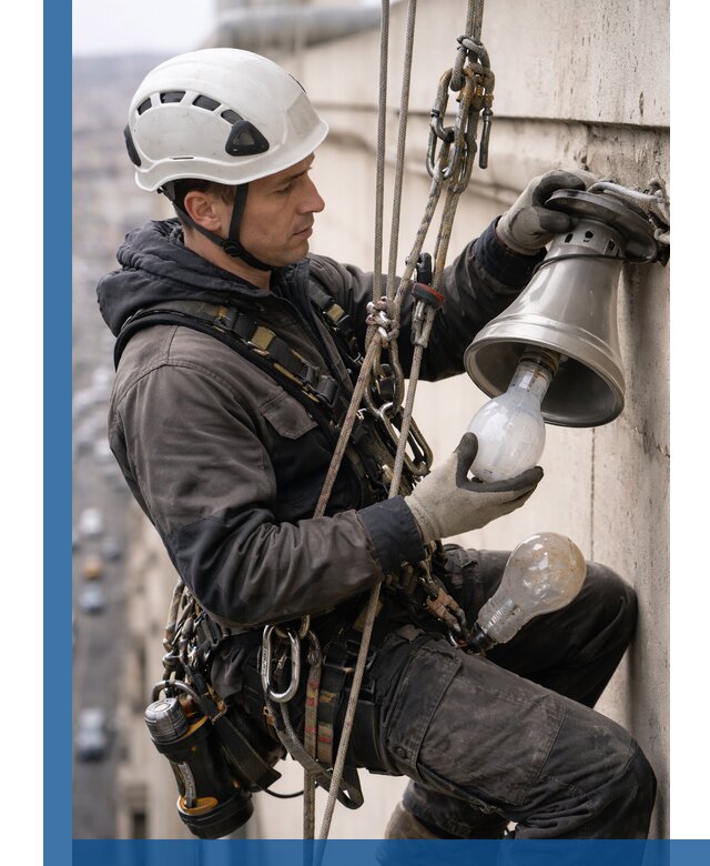 Замена ламп на высоте в Нефтекамске профессионально и быстро