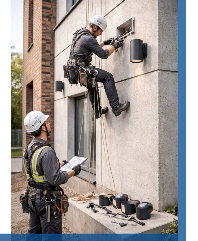 Монтаж фасадного освещения в Нефтекамске от 2567 р. | ВЫСОТНИК-Нтк