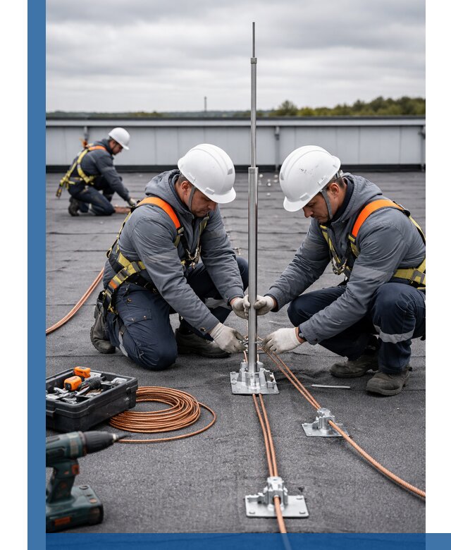 Монтаж молниезащиты на кровле в Нефтекамске под ключ с гарантией