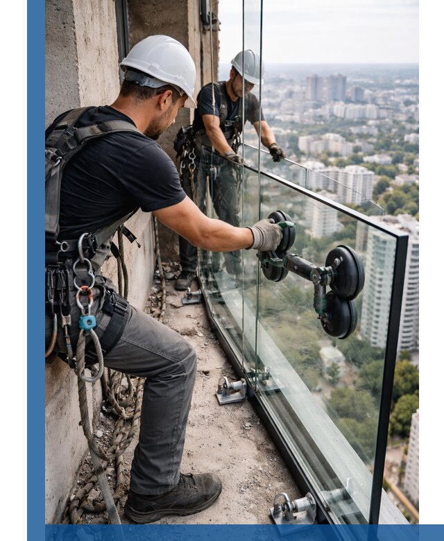 Монтаж стеклянных ограждений под ключ с гарантией в Нефтекамске