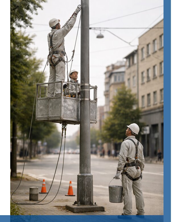 Покраска опор освещения в Нефтекамске от 5134 р. | ВЫСОТНИК-Нтк